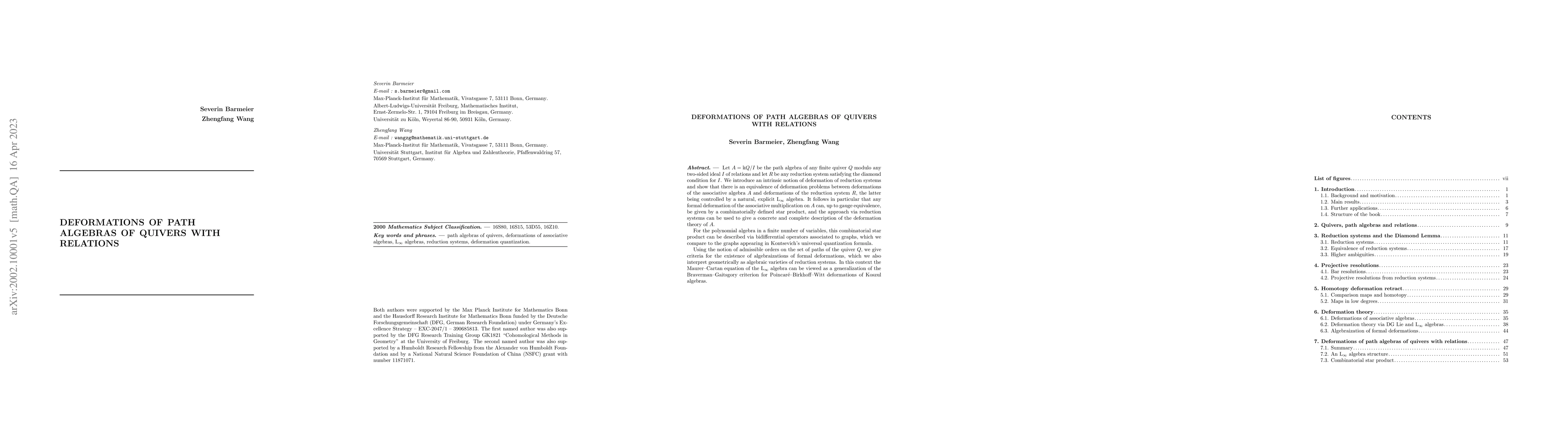 Thumbnail for Deformations of path algebras of quivers with relations