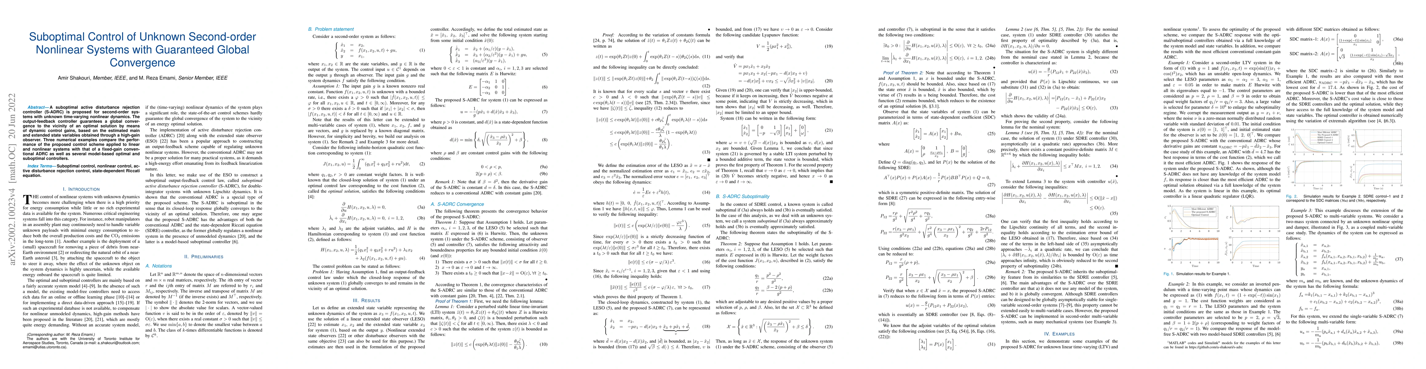 Thumbnail for Suboptimal Control of Unknown Second-order Nonlinear Systems with
  Guaranteed Global Convergence