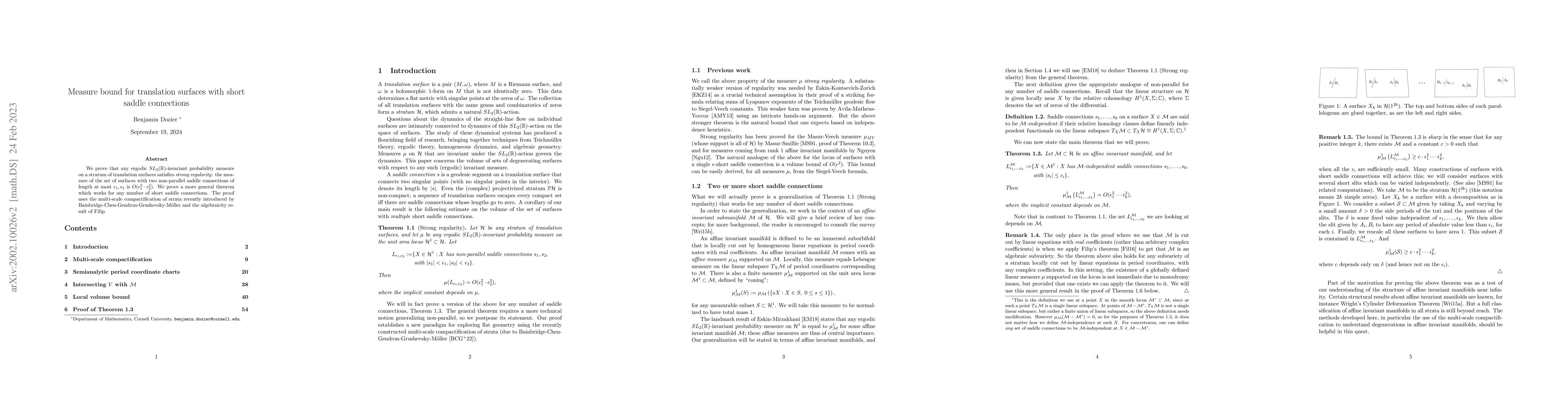 Thumbnail for Measure bound for translation surfaces with short saddle connections