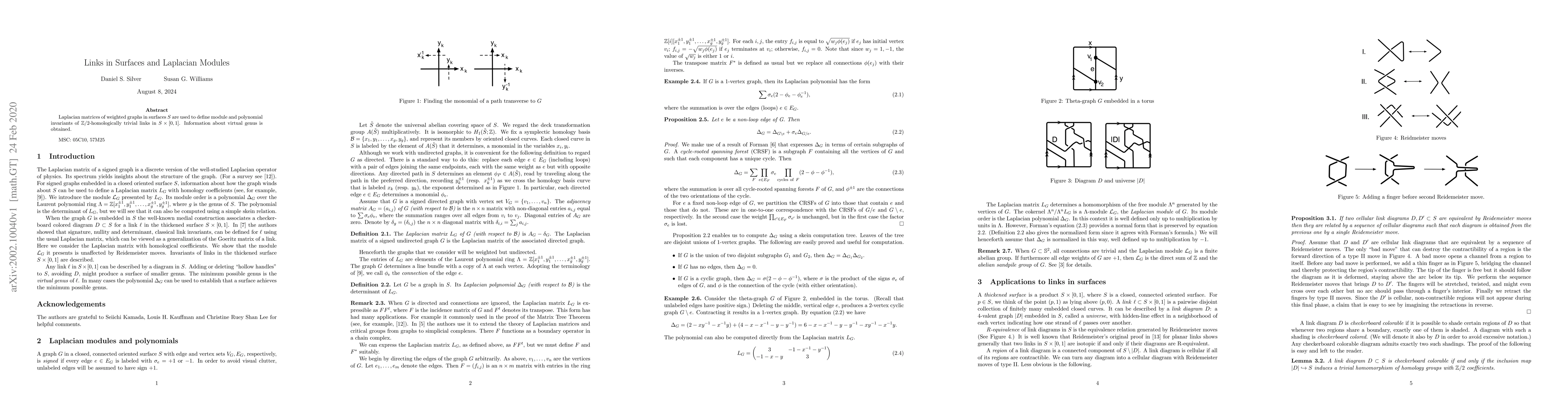 Thumbnail for Links in Surfaces and Laplacian Modules