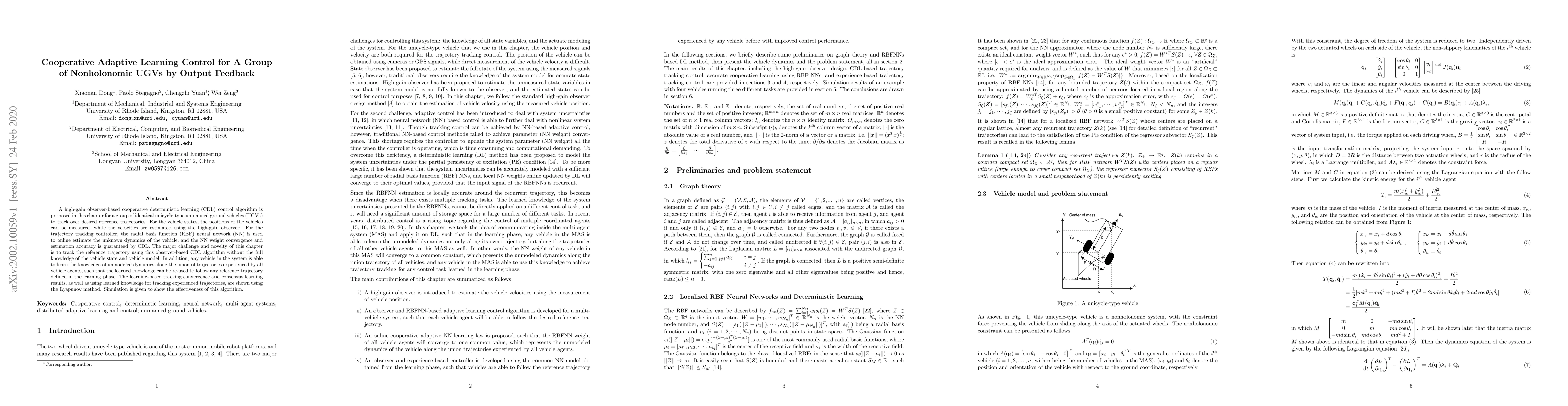Thumbnail for Cooperative Adaptive Learning Control for A Group of Nonholonomic UGVs
  by Output Feedback