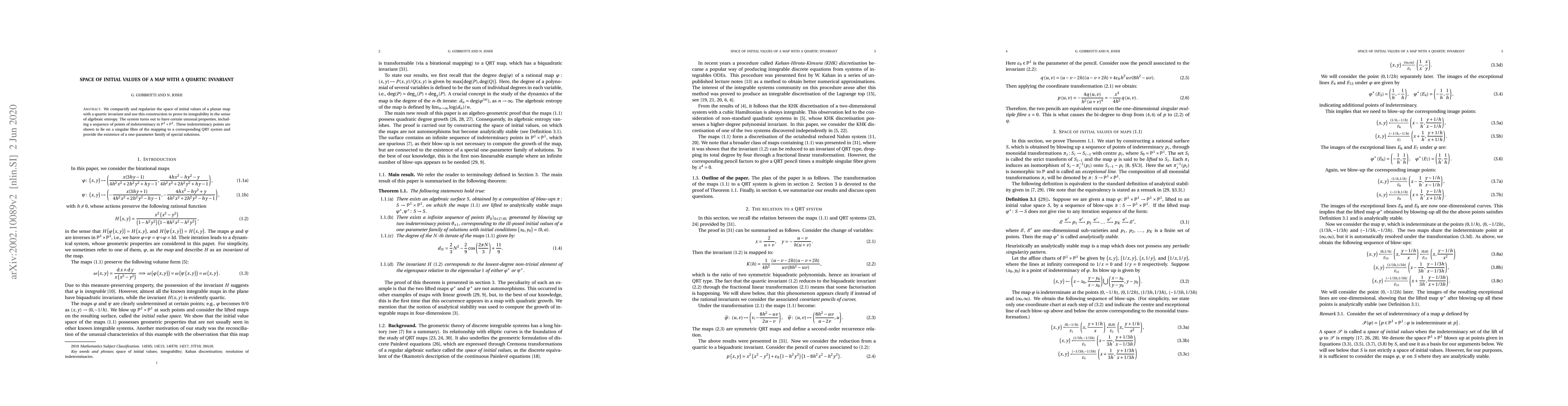 Thumbnail for Space of initial values of a map with a quartic invariant