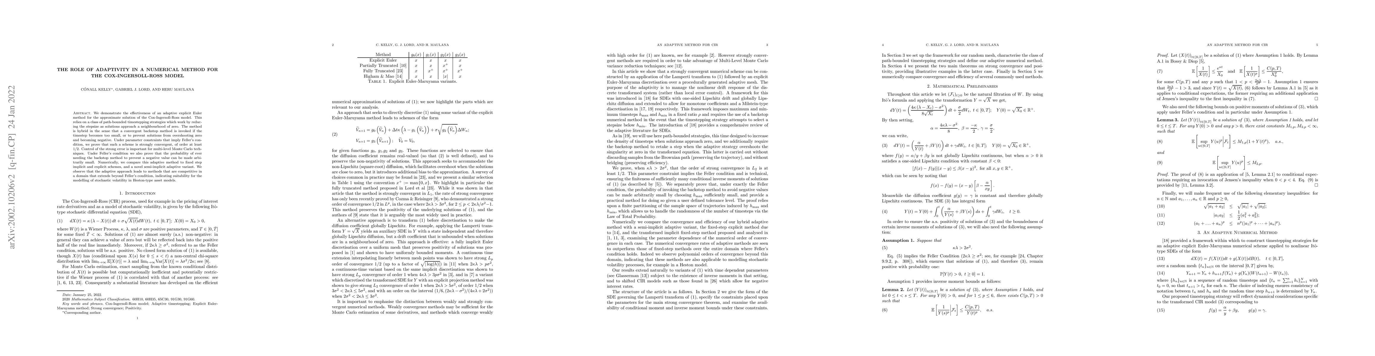 Thumbnail for The role of adaptivity in a numerical method for the Cox-Ingersoll-Ross
  model