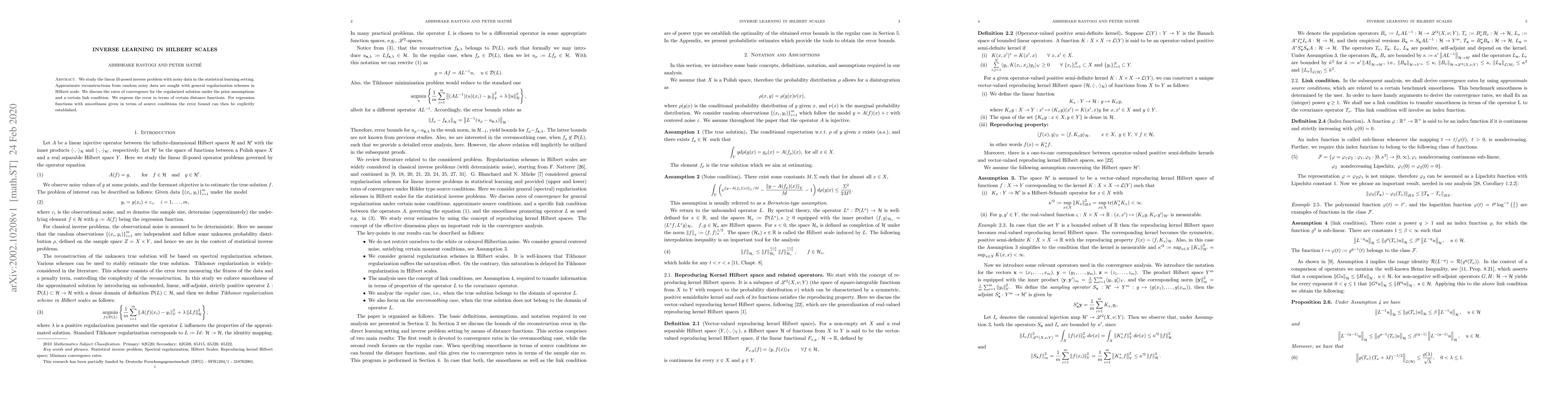 Thumbnail for Inverse learning in Hilbert scales