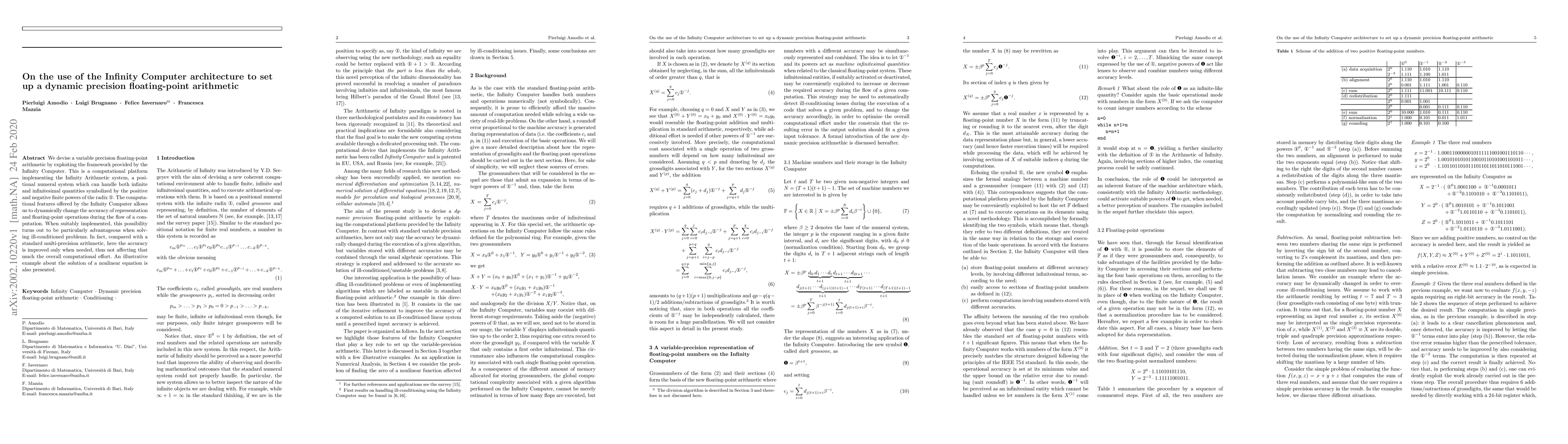 Thumbnail for On the use of the Infinity Computer architecture to set up a dynamic
  precision floating-point arithmetic