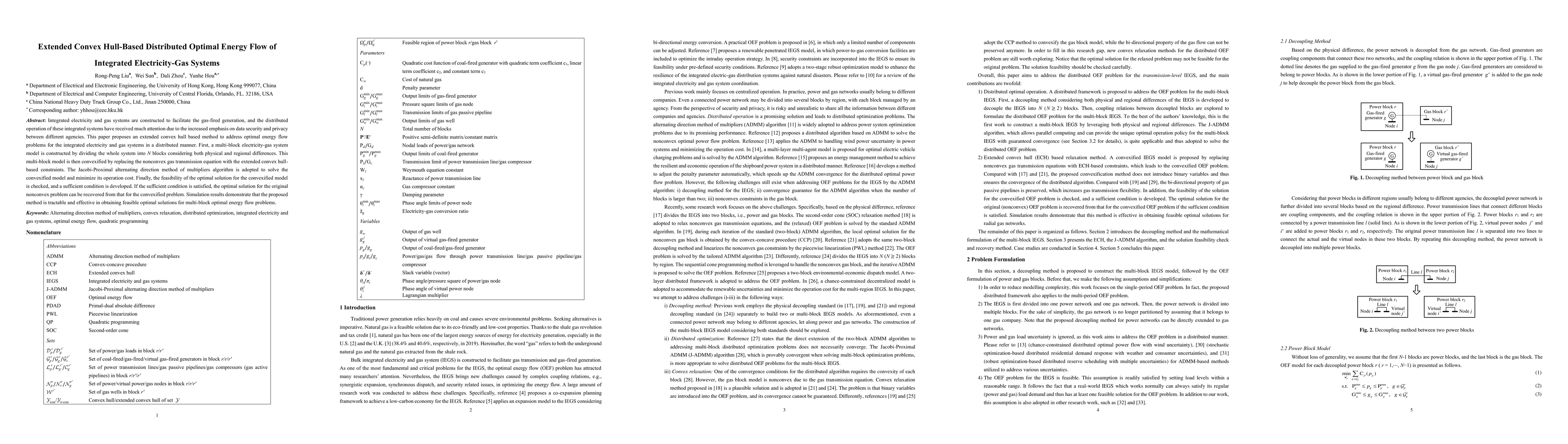 Thumbnail for Extended Convex Hull-Based Distributed Optimal Energy Flow of Integrated
  Electricity-Gas Systems