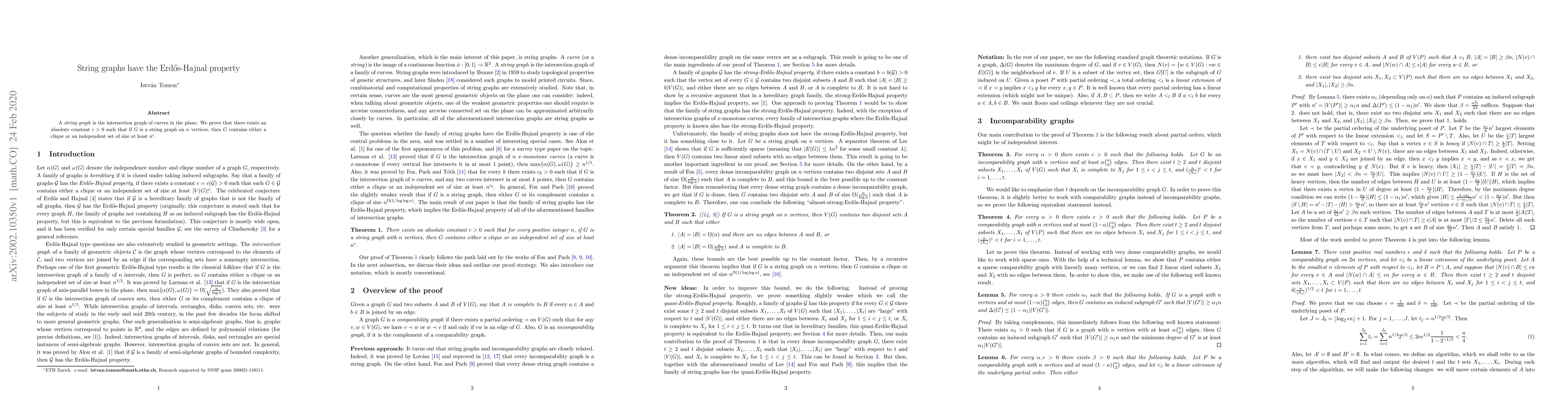 Thumbnail for String graphs have the Erd\H{o}s-Hajnal property
