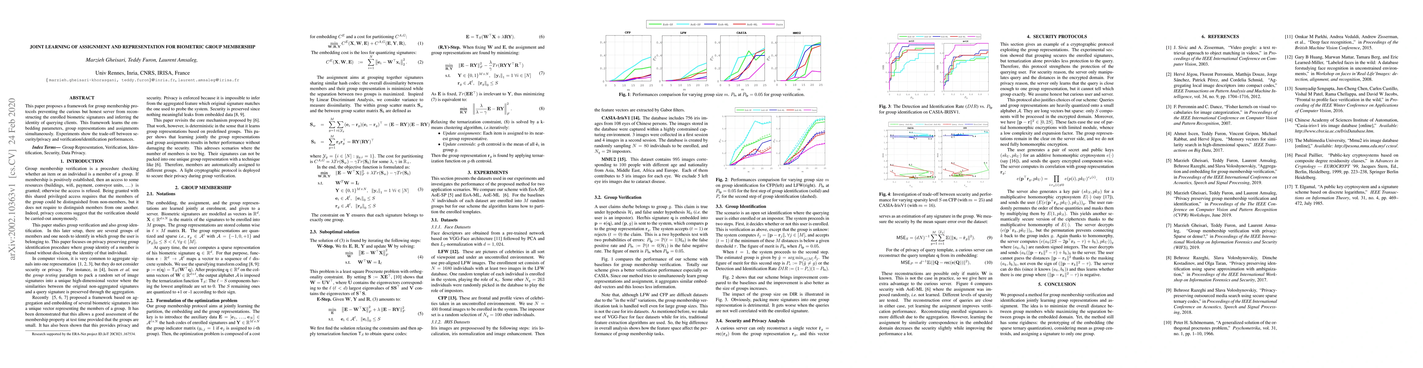 Thumbnail for Joint Learning of Assignment and Representation for Biometric Group
  Membership
