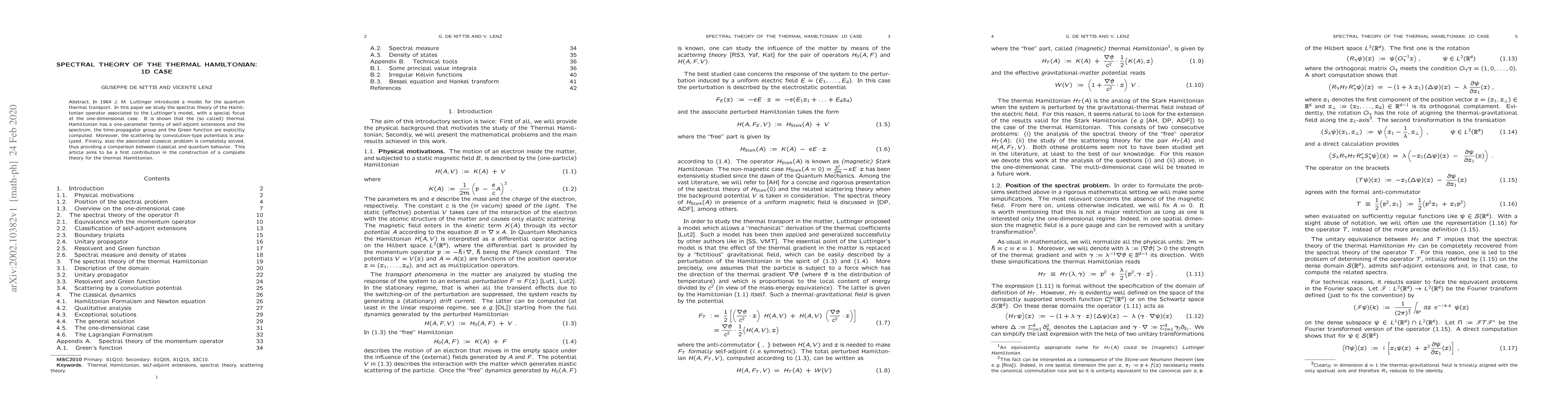 Thumbnail for Spectral Theory of the Thermal Hamiltonian: 1D Case