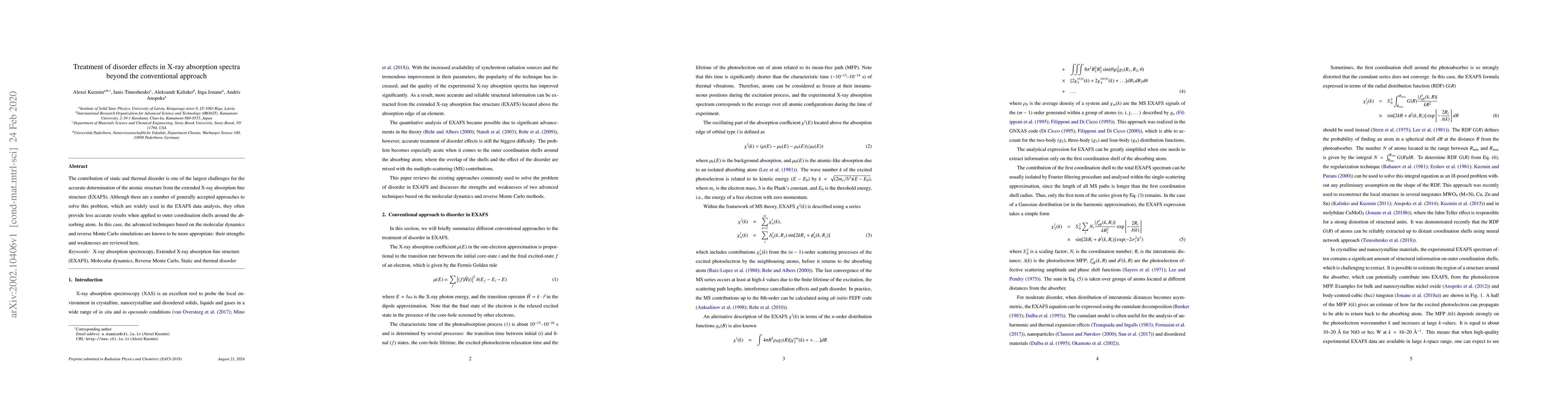 Thumbnail for Treatment of disorder effects in X-ray absorption spectra beyond the
  conventional approach