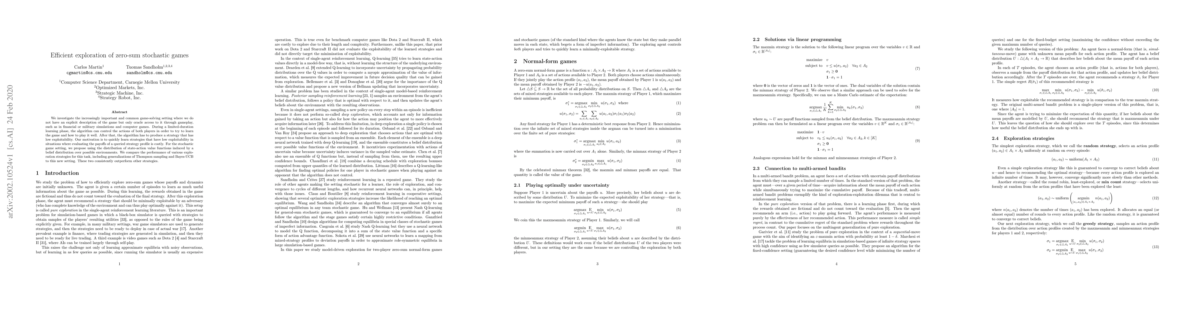 Thumbnail for Efficient exploration of zero-sum stochastic games
