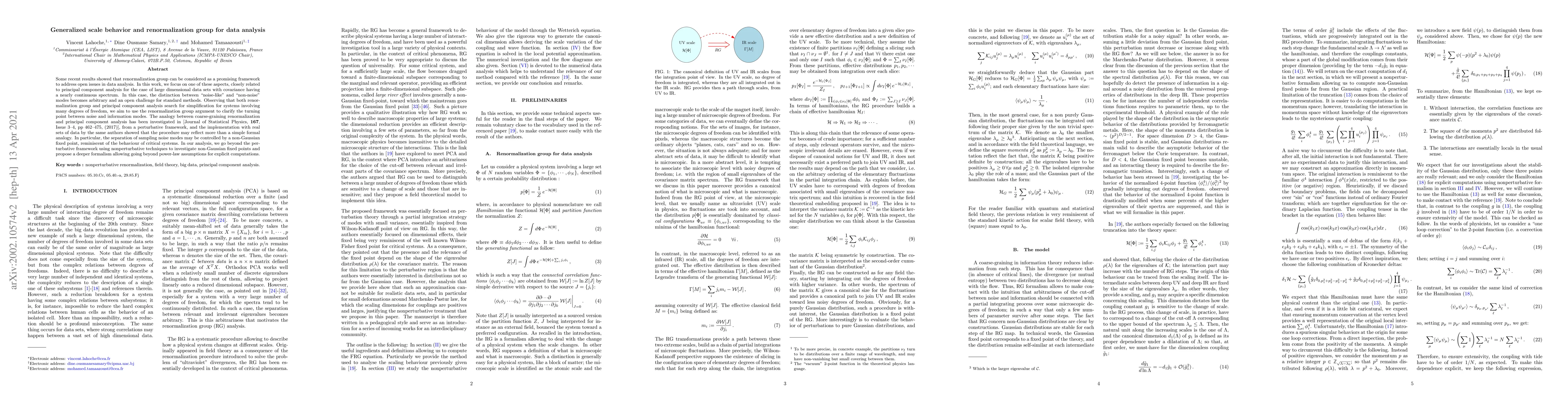 Thumbnail for Generalized scale behavior and renormalization group for data analysis