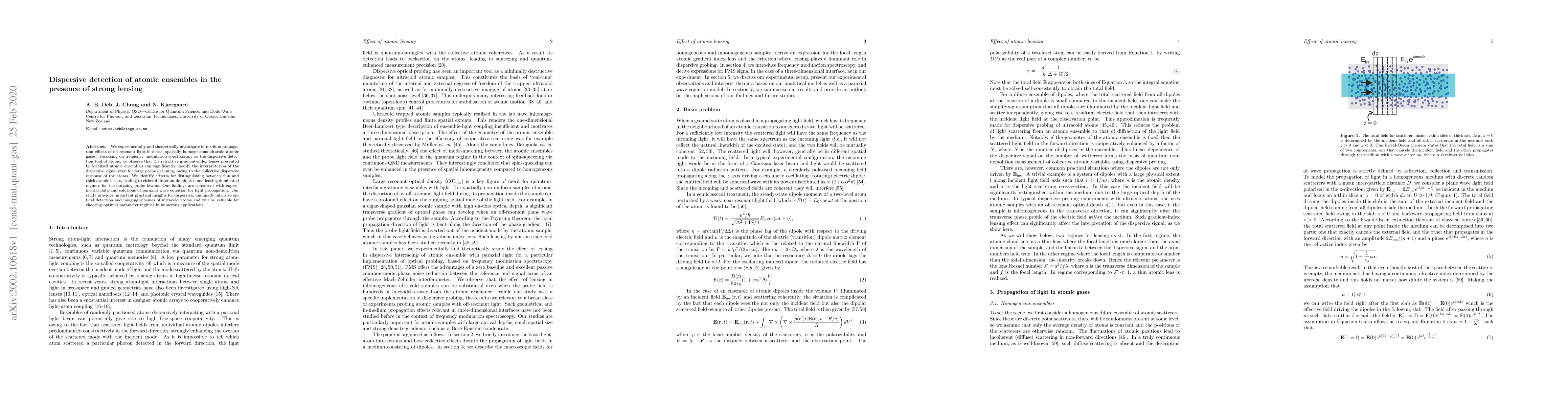 Thumbnail for Dispersive detection of atomic ensembles in the presence of strong
  lensing