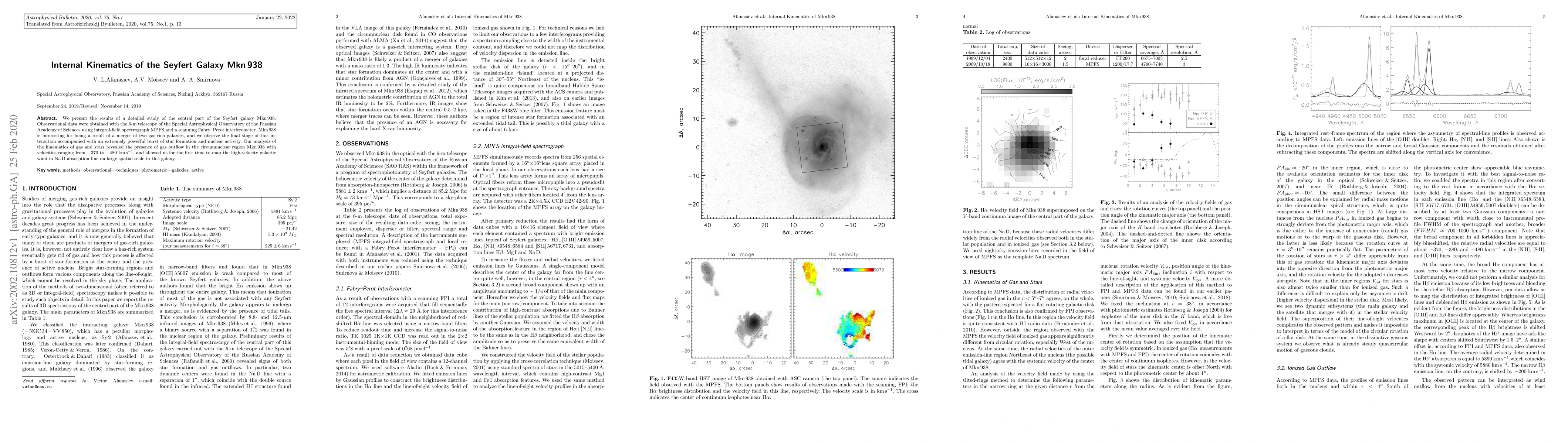 Thumbnail for Internal Kinematics of the Seyfert Galaxy Mkn 938