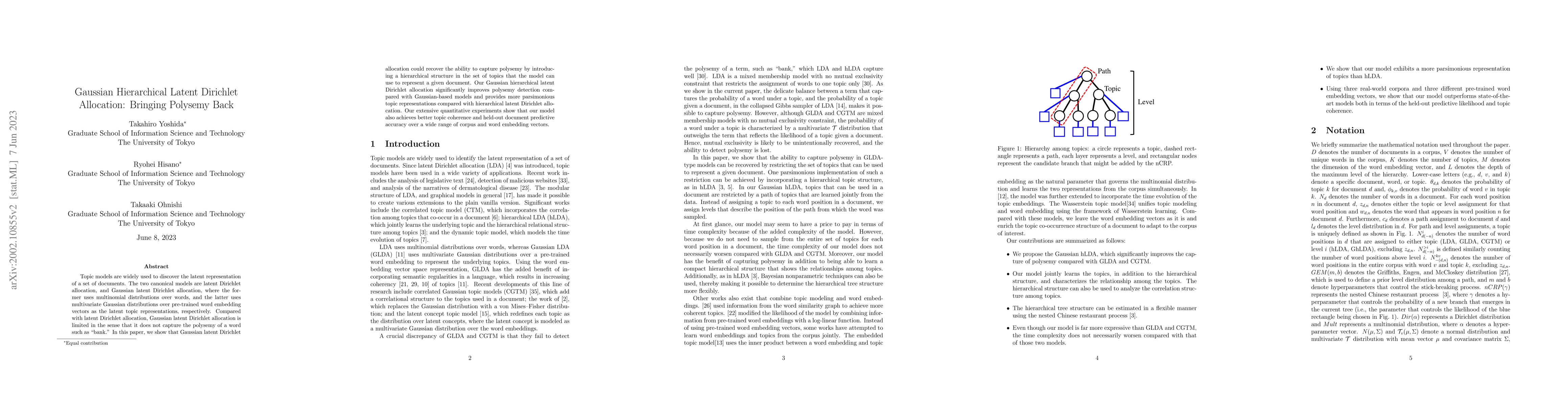 Thumbnail for Gaussian Hierarchical Latent Dirichlet Allocation: Bringing Polysemy
  Back