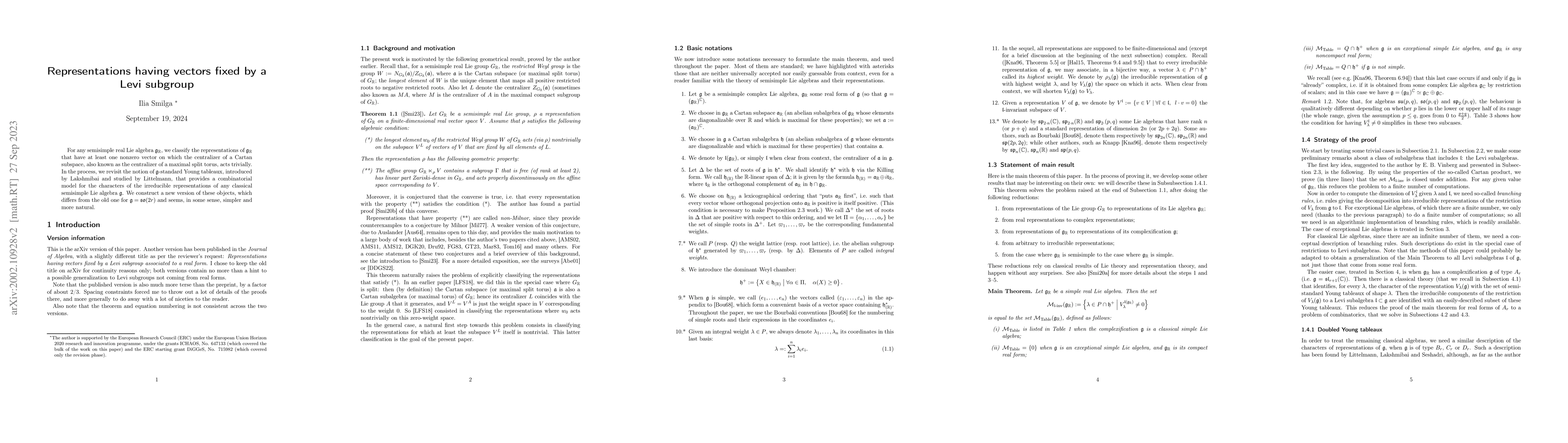 Thumbnail for Representations having vectors fixed by a Levi subgroup