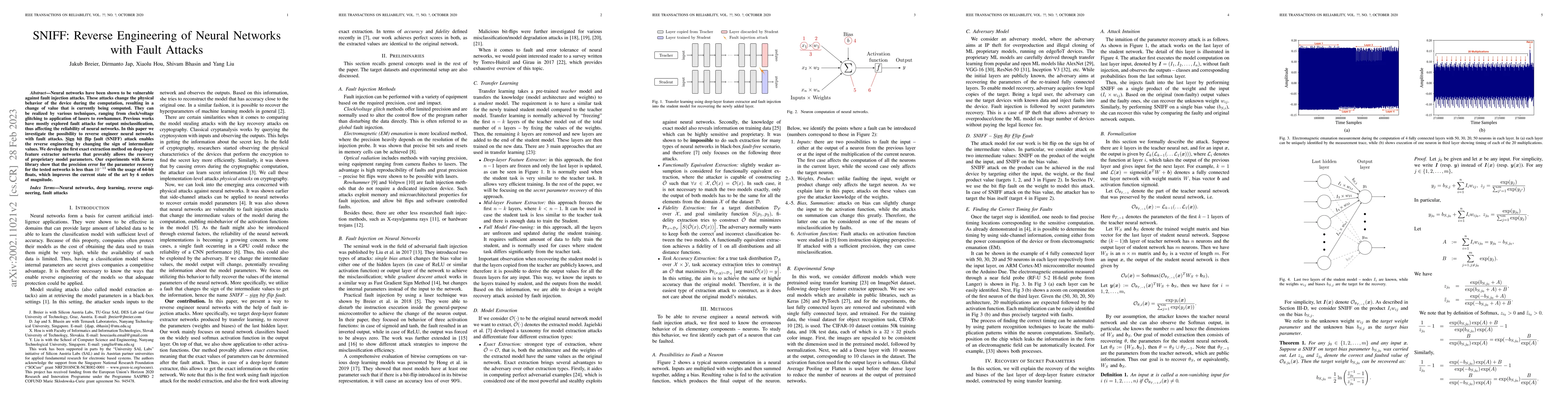 Thumbnail for SNIFF: Reverse Engineering of Neural Networks with Fault Attacks