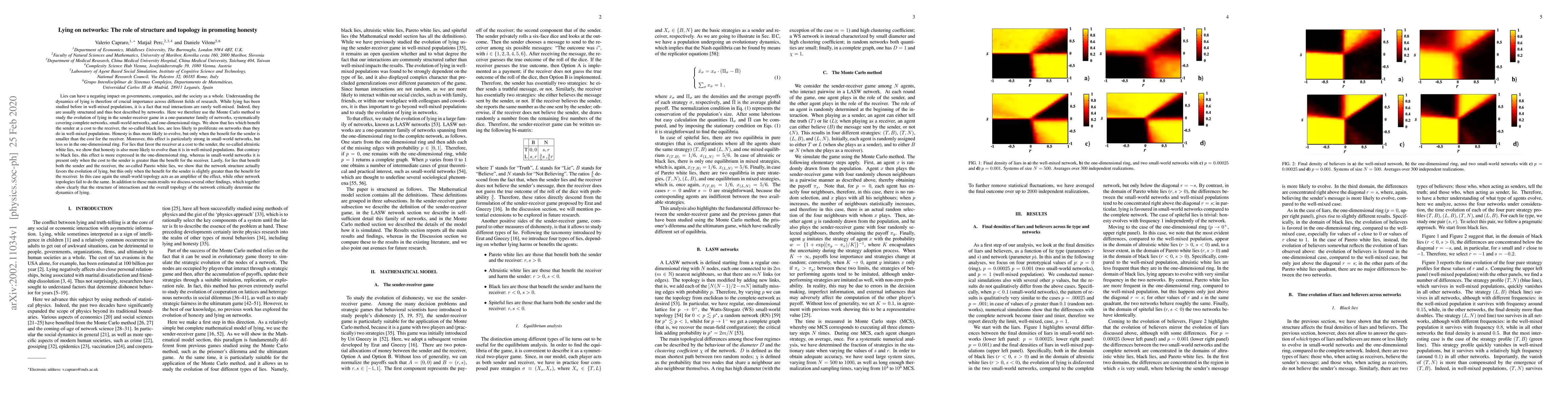 Thumbnail for Lying on networks: The role of structure and topology in promoting
  honesty