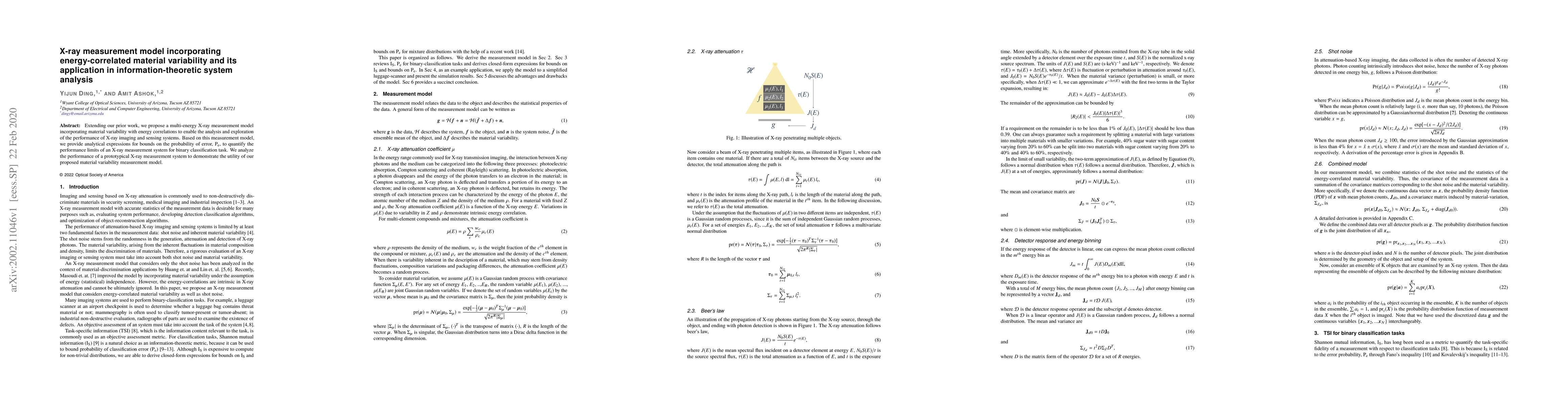 Thumbnail for X-ray measurement model incorporating energy-correlated material
  variability and its application in information-theoretic system analysis