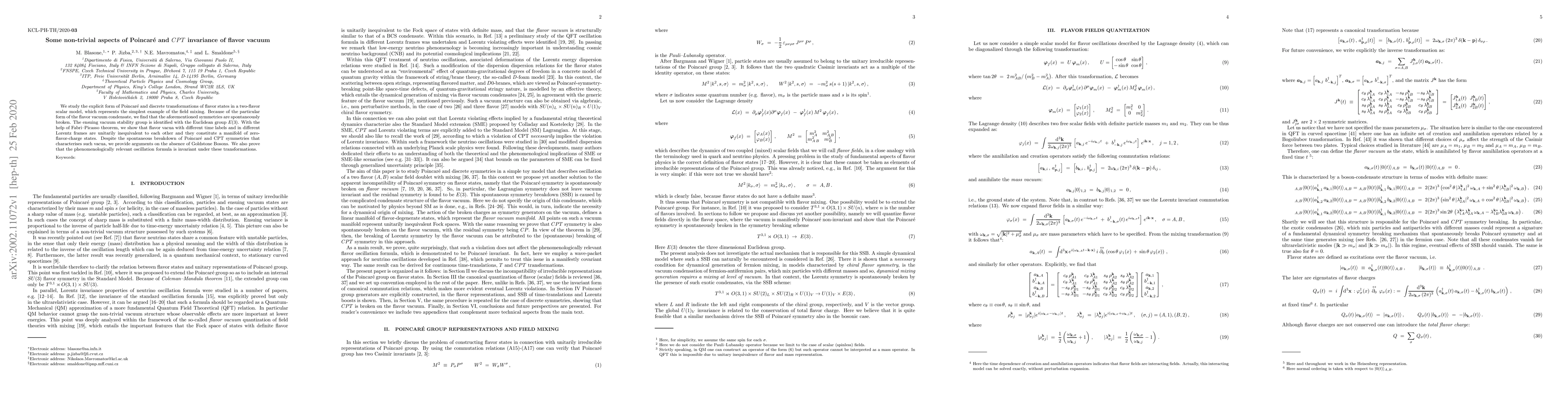 Thumbnail for Some non-trivial aspects of Poincar\'e and CPT invariance of flavor
  vacuum