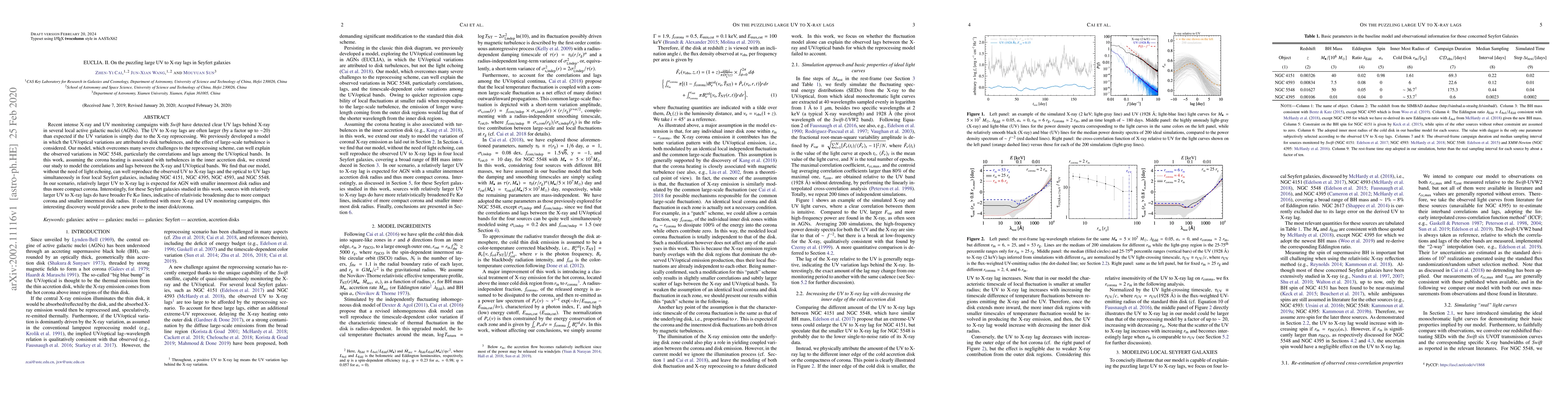 Thumbnail for EUCLIA. II. On the puzzling large UV to X-ray lags in Seyfert galaxies