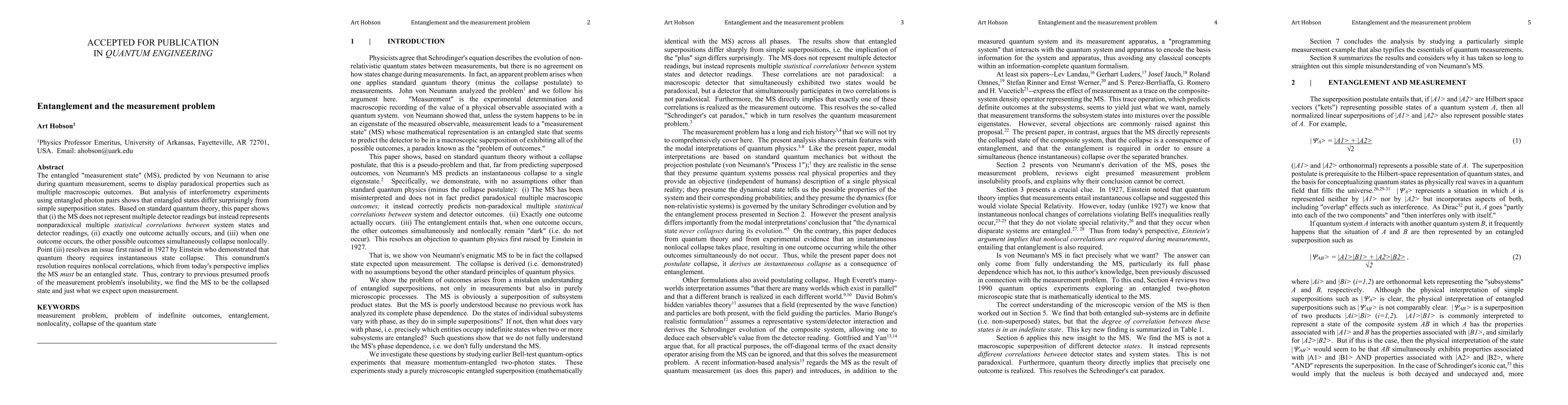 Thumbnail for Entanglement and the measurement problem
