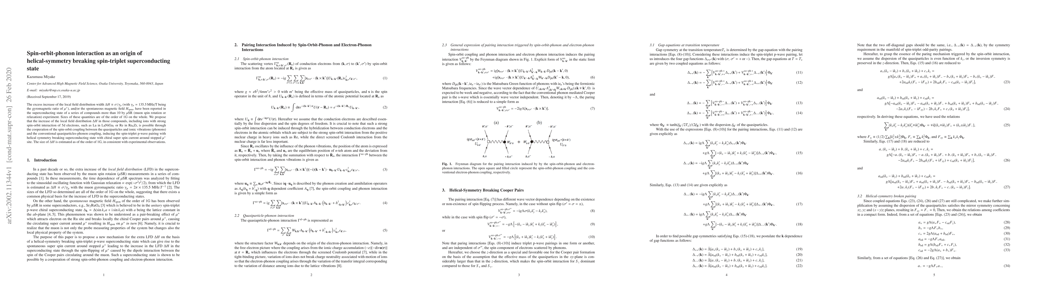 Thumbnail for Spin-orbit-phonon interaction as an origin of helical-symmetry breaking
  spin-triplet superconducting state