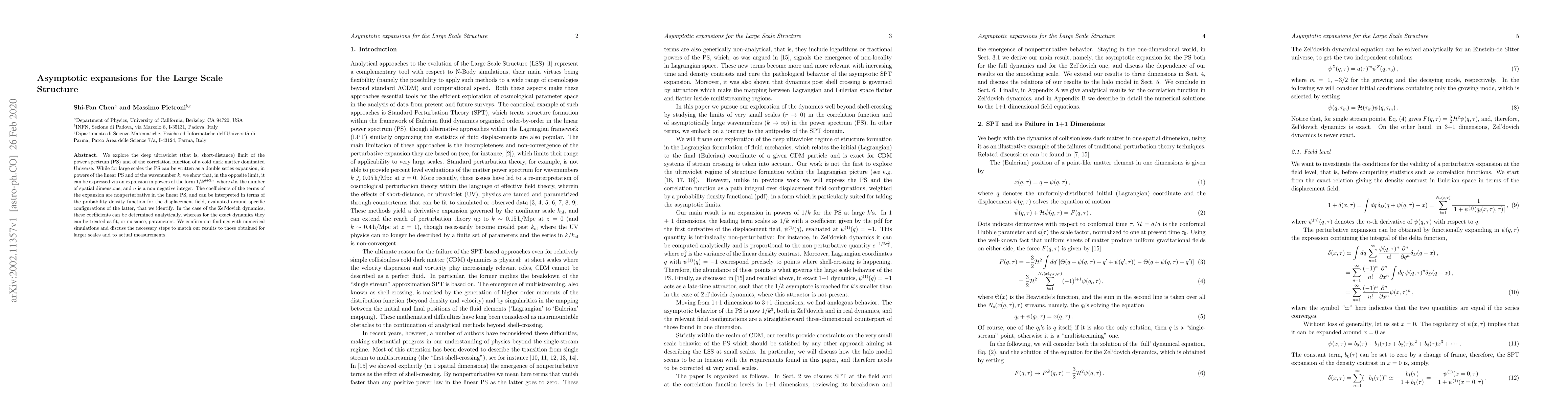 Thumbnail for Asymptotic expansions for the Large Scale Structure