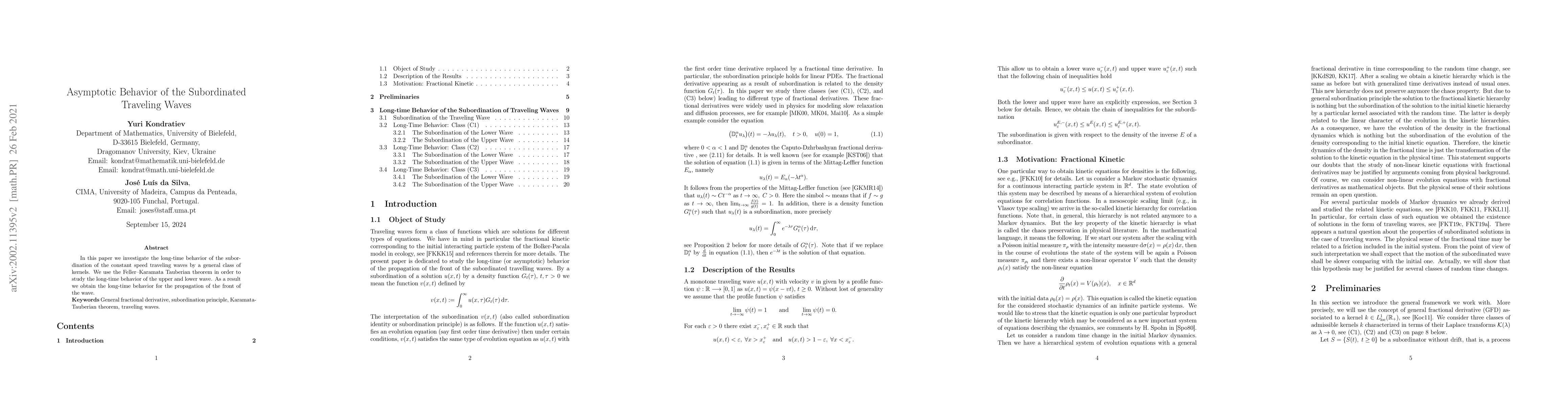 Thumbnail for Asymptotic Behavior of the Subordinated Traveling Waves