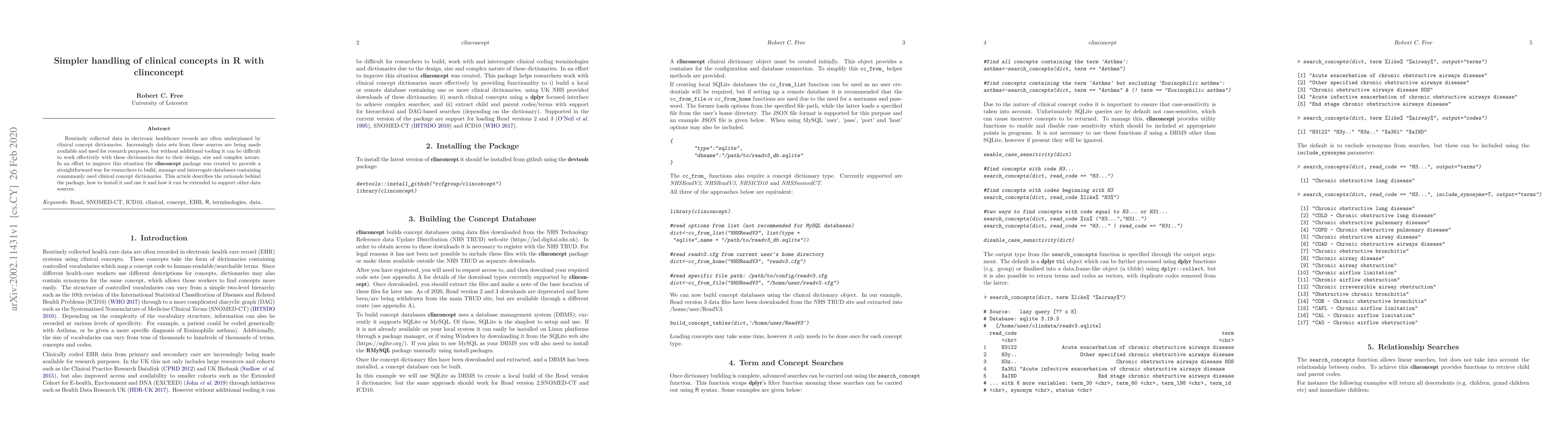 Thumbnail for Simpler handling of clinical concepts in R with clinconcept
