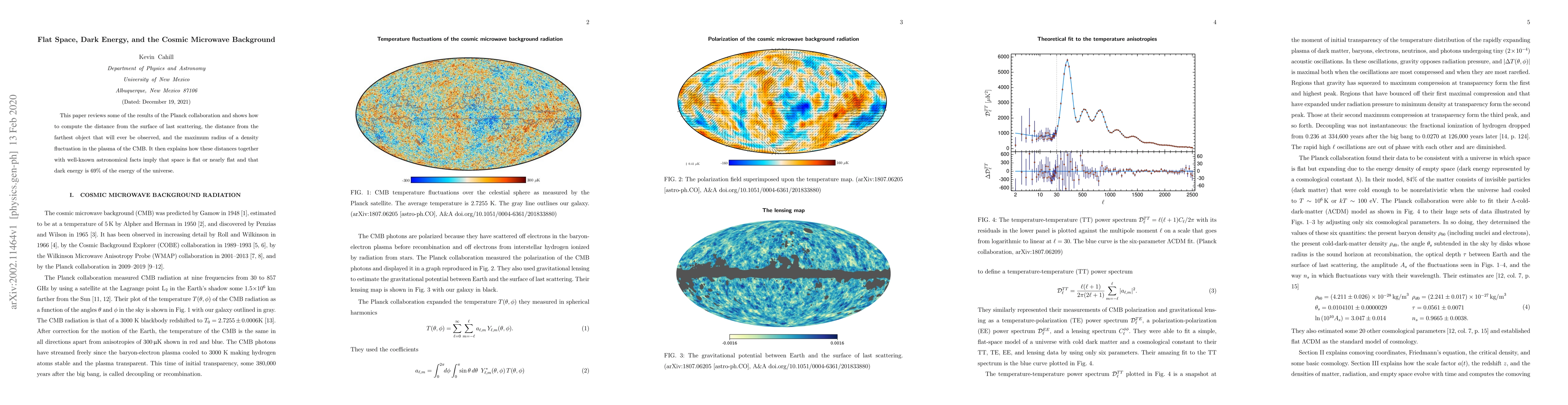 Thumbnail for Flat Space, Dark Energy, and the Cosmic Microwave Background
