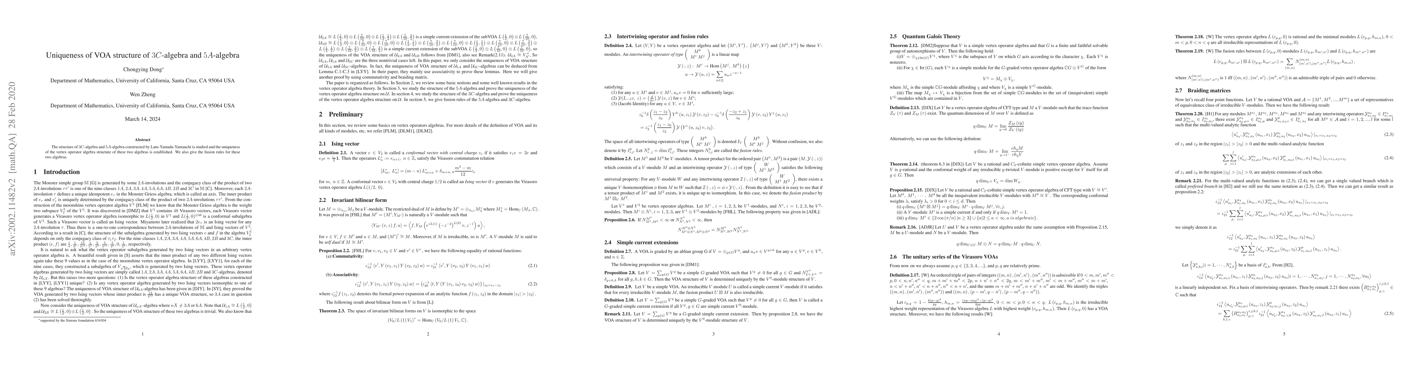 Thumbnail for Uniqueness of VOA structure of 3C-algebra and 5A-algebra