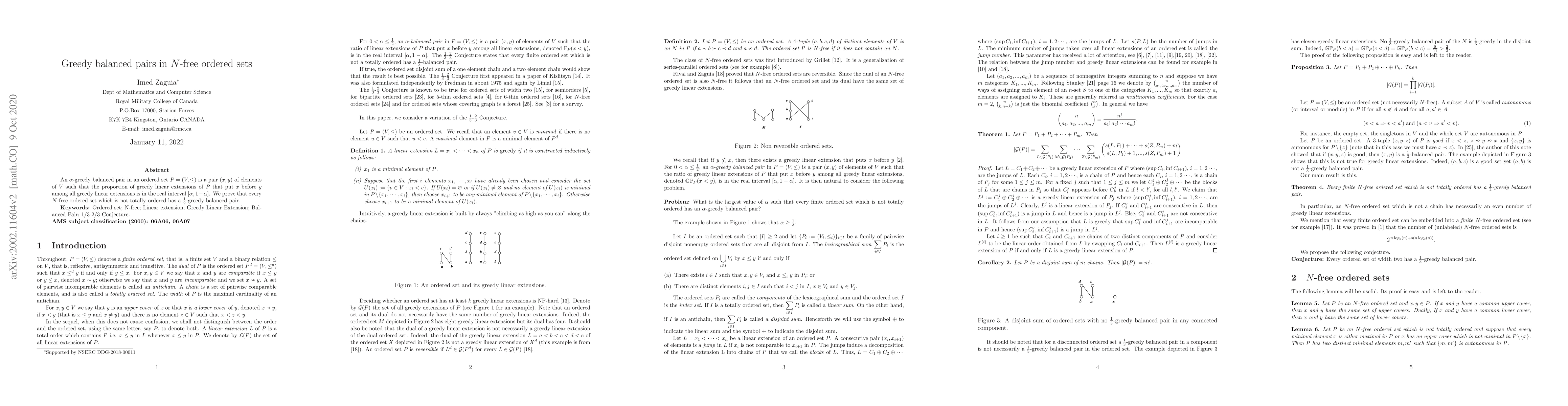 Thumbnail for Greedy balanced pairs in $N$-free ordered sets