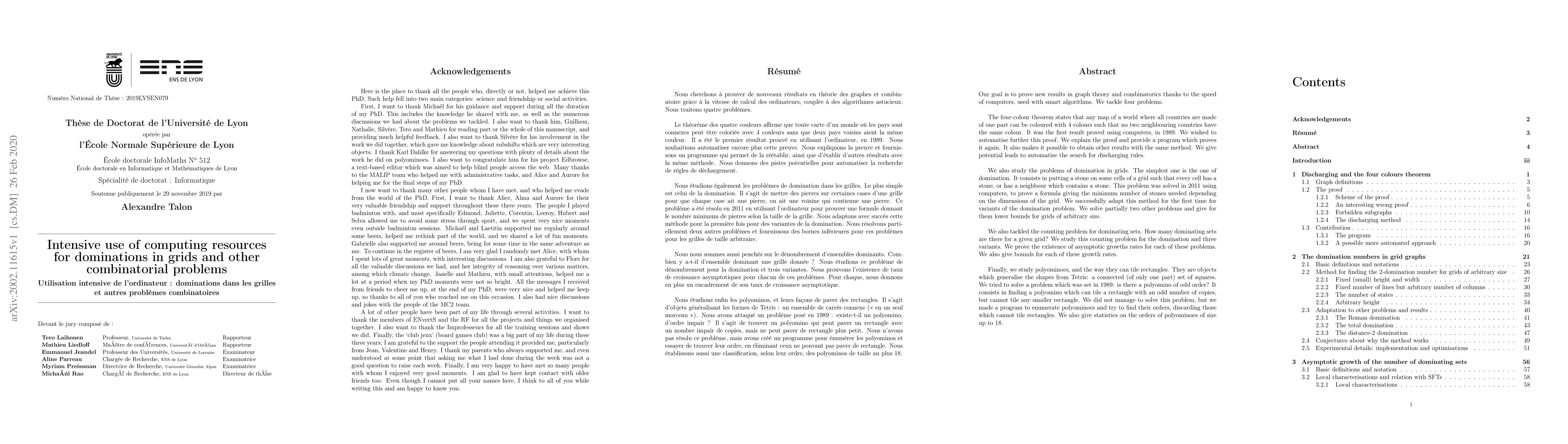 Thumbnail for Intensive use of computing resources for dominations in grids and other
  combinatorial problems