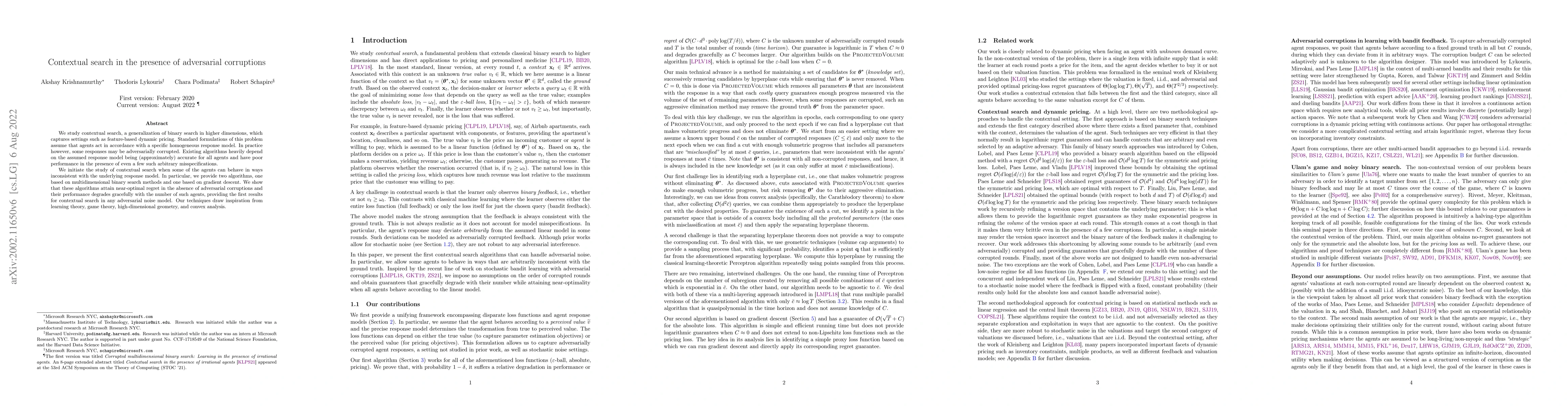 Thumbnail for Contextual Search in the Presence of Adversarial Corruptions