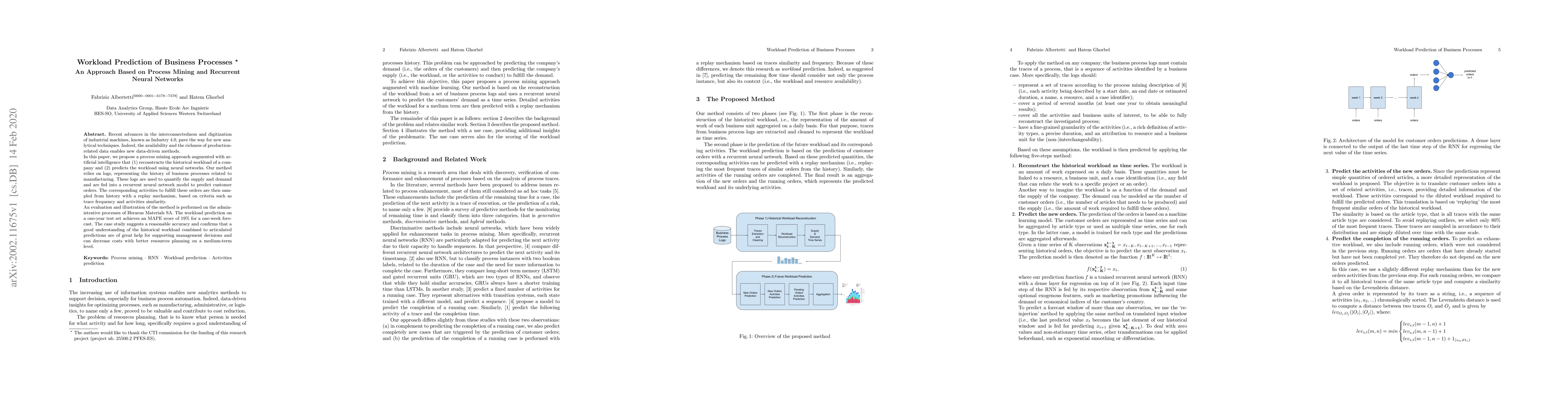 Thumbnail for Workload Prediction of Business Processes -- An Approach Based on
  Process Mining and Recurrent Neural Networks