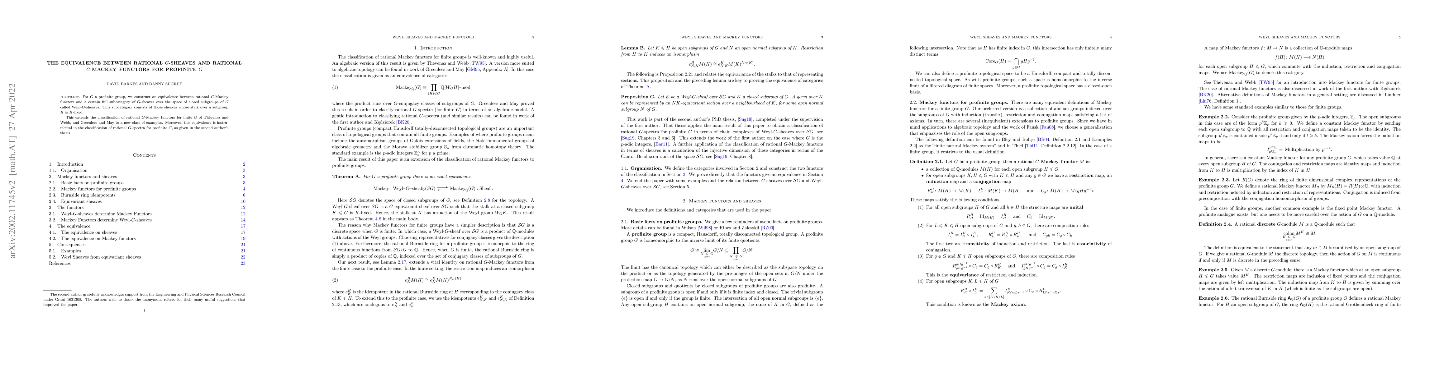 Thumbnail for The equivalence between rational G-sheaves and rational G-Mackey
  functors for profinite G