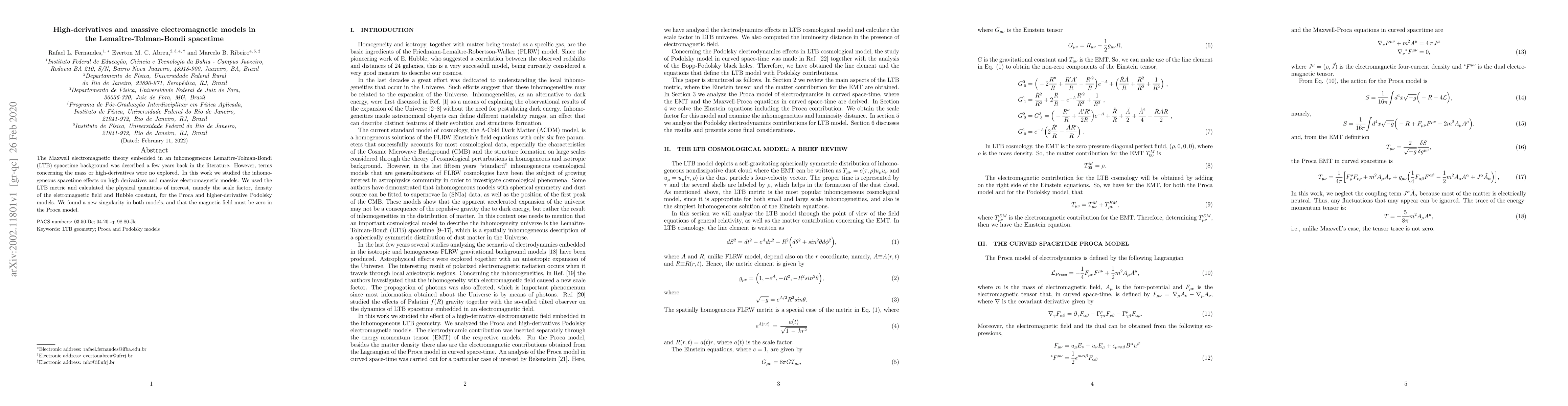 Thumbnail for High-derivatives and massive electromagnetic models in the
  Lemaitre-Tolman-Bondi spacetime