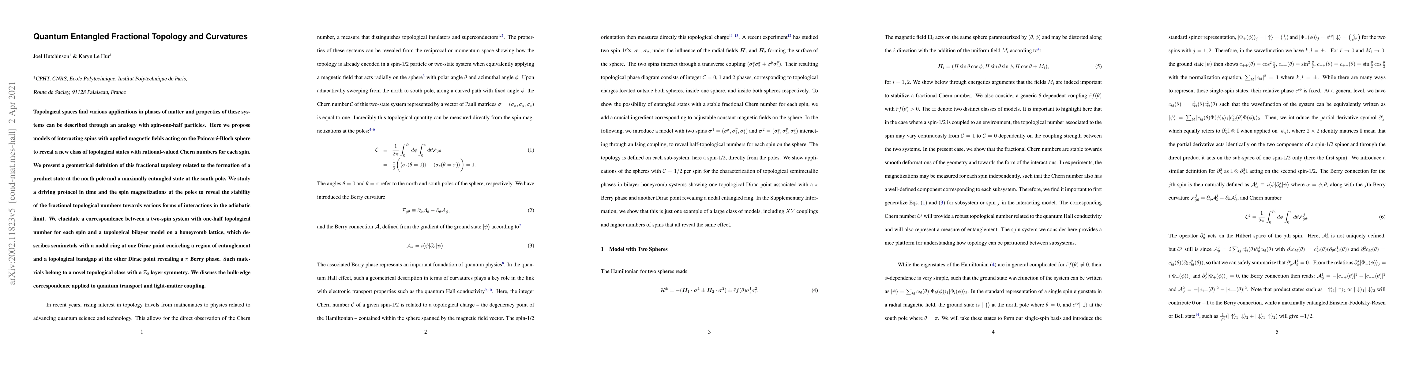 Thumbnail for Quantum Entangled Fractional Topology and Curvatures
