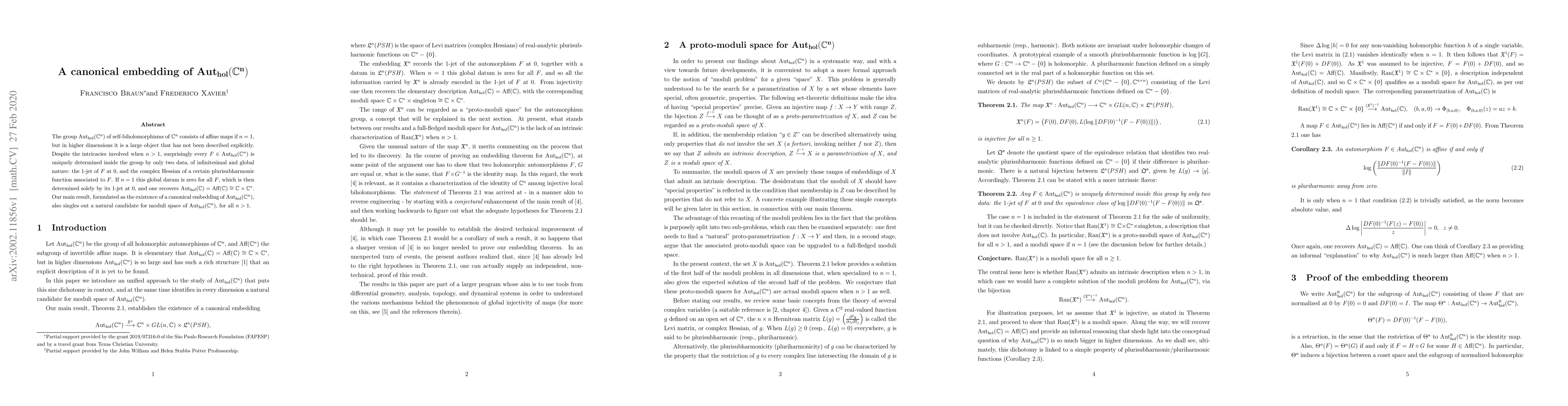 Thumbnail for A canonical embedding of $\textbf{Aut}_{\textbf{hol}}({\bf \mathbb
  C^n})$