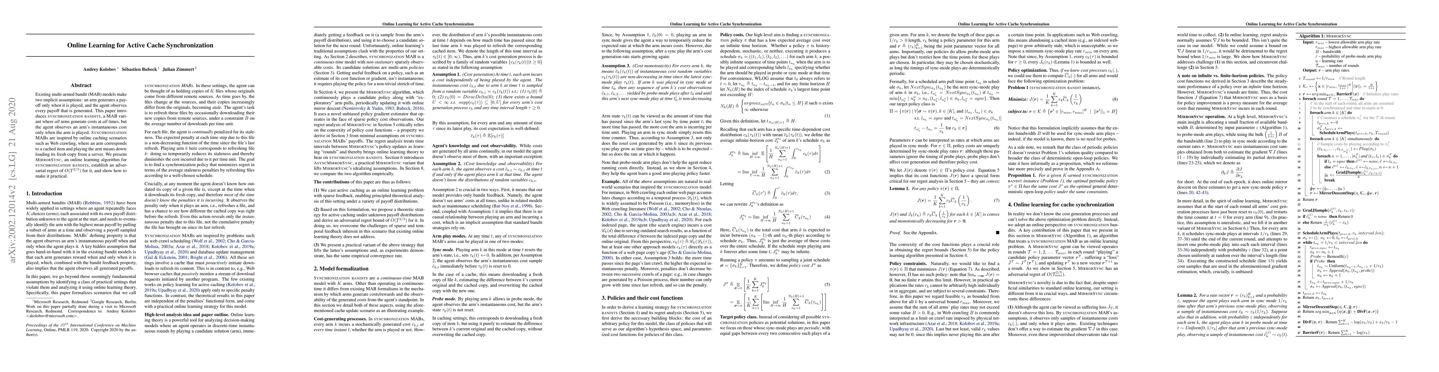 Thumbnail for Online Learning for Active Cache Synchronization