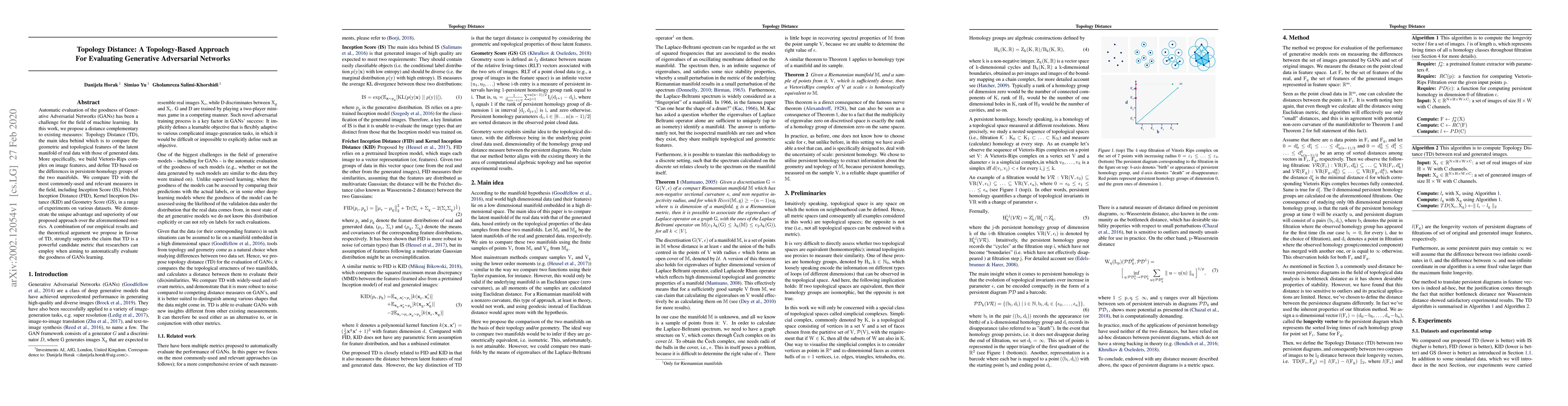 Thumbnail for Topology Distance: A Topology-Based Approach For Evaluating Generative
  Adversarial Networks