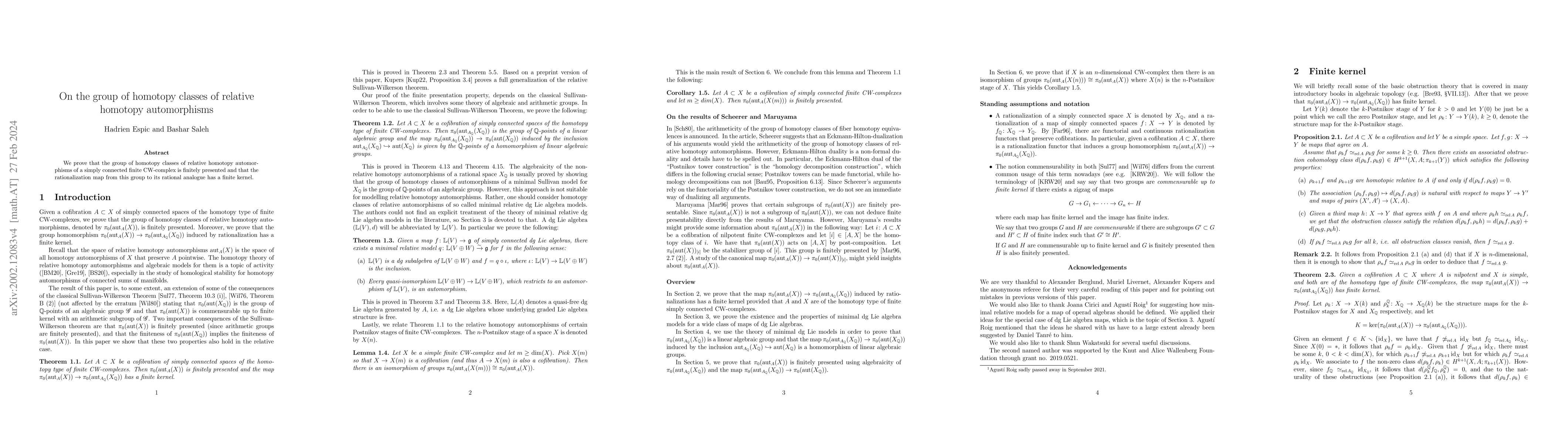 Thumbnail for On the group of homotopy classes of relative homotopy automorphisms