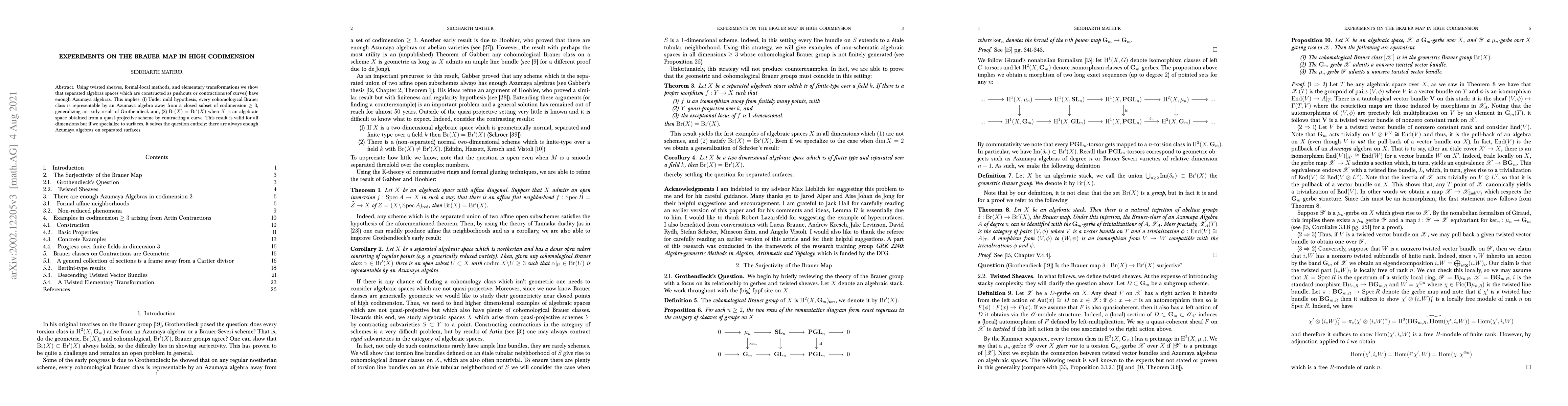 Thumbnail for Experiments on the Brauer map in High Codimension