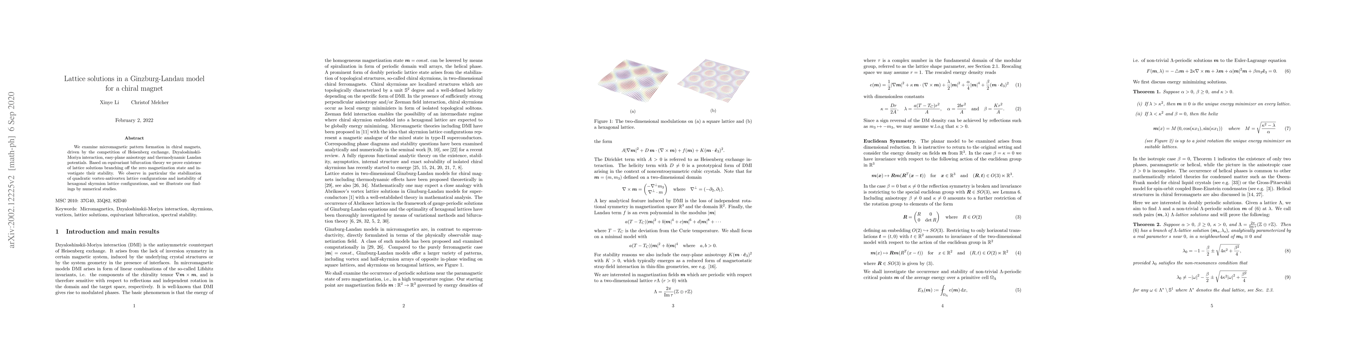 Thumbnail for Lattice solutions in a Ginzburg-Landau model for a chiral magnet
