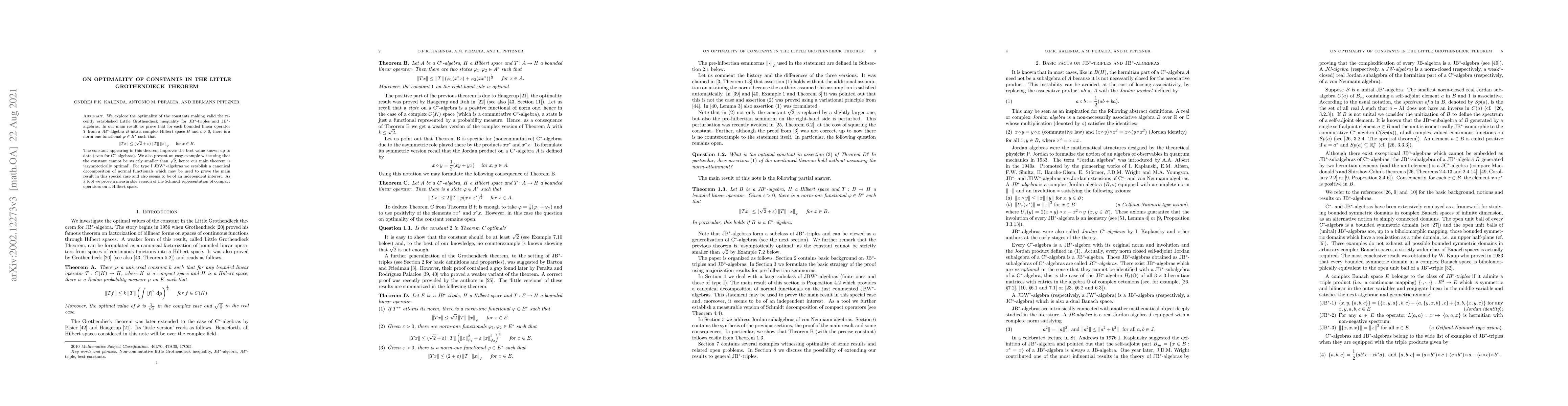 Thumbnail for On optimality of constants in the Little Grothendieck Theorem