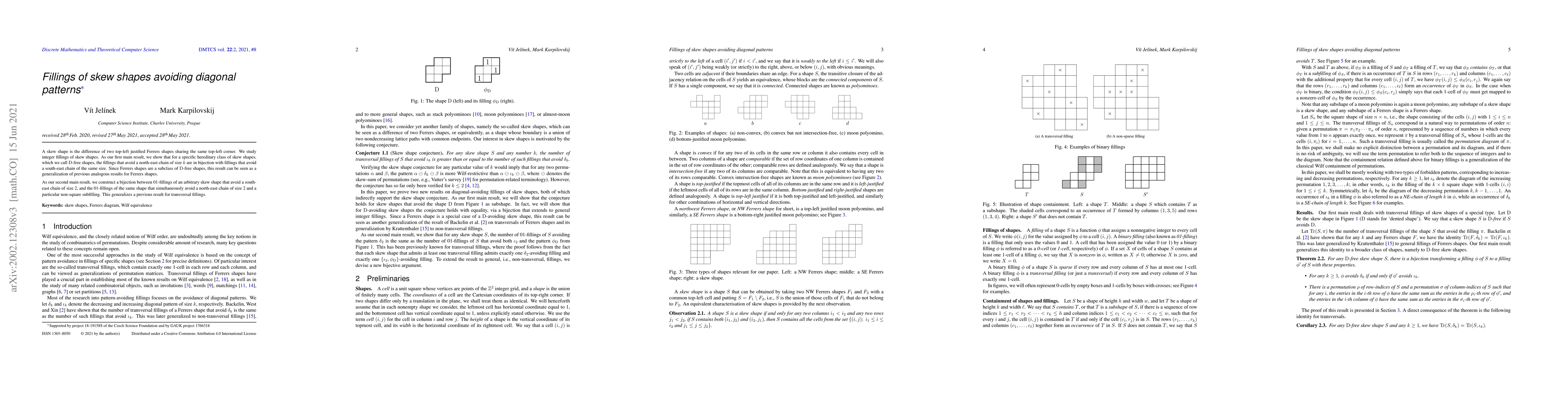 Thumbnail for Fillings of skew shapes avoiding diagonal patterns