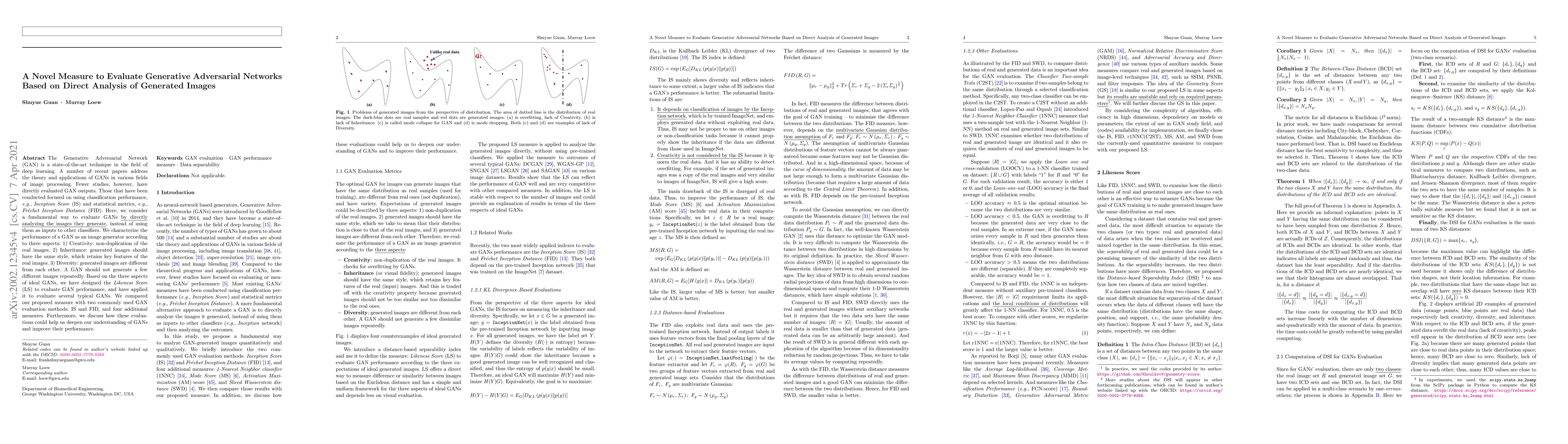 Thumbnail for A Novel Measure to Evaluate Generative Adversarial Networks Based on
  Direct Analysis of Generated Images