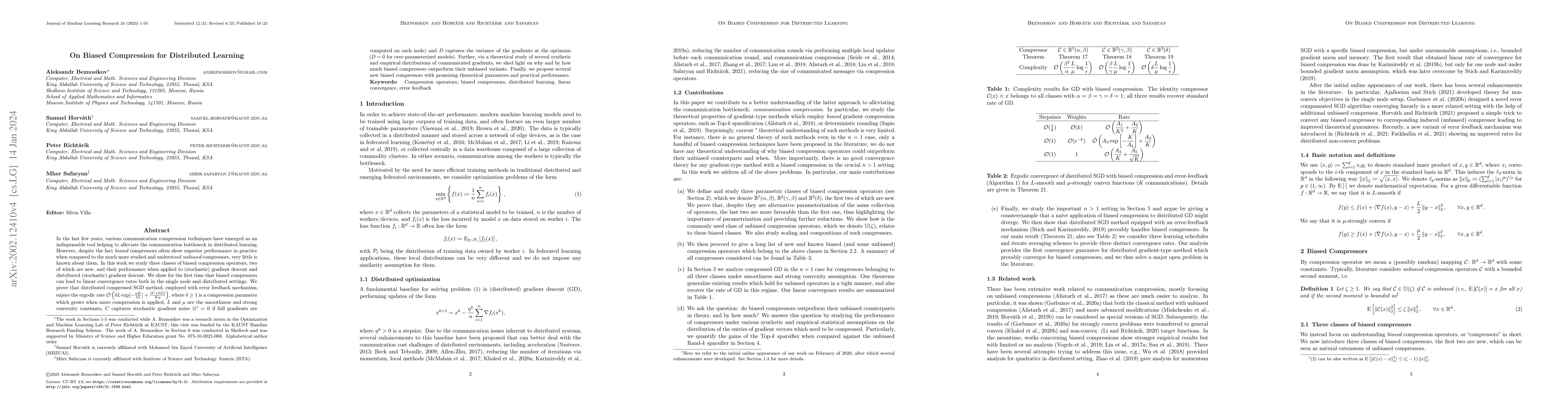 Thumbnail for On Biased Compression for Distributed Learning