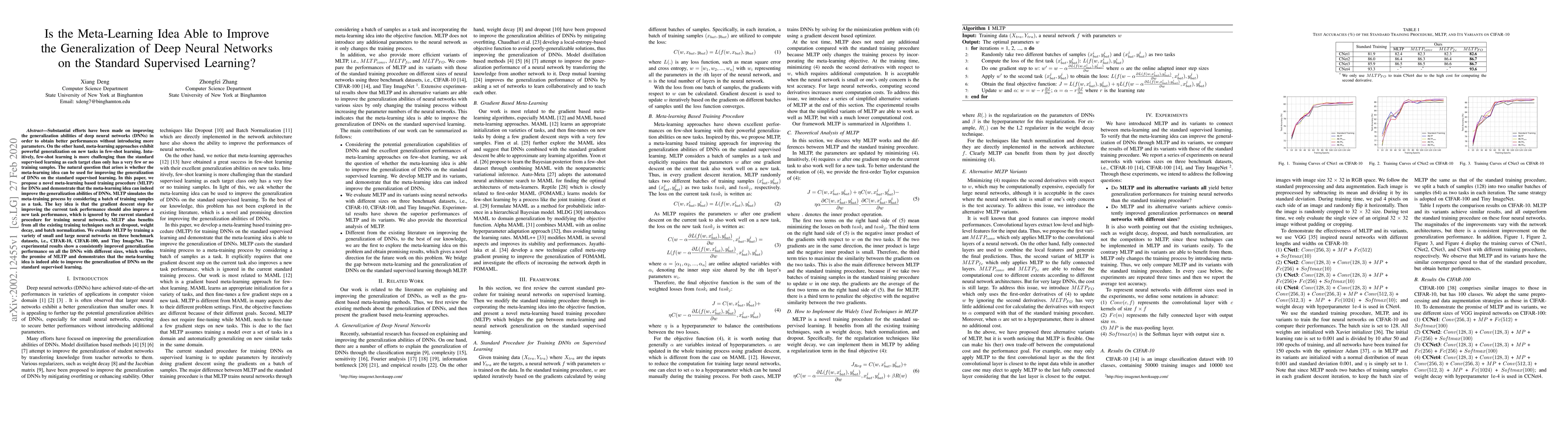 Thumbnail for Is the Meta-Learning Idea Able to Improve the Generalization of Deep
  Neural Networks on the Standard Supervised Learning?